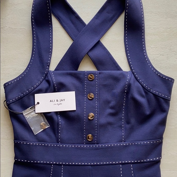 NWT ALI & JAY Blue Eastside Wide Leg Jumpsuit $148 - Picture 3 of 8